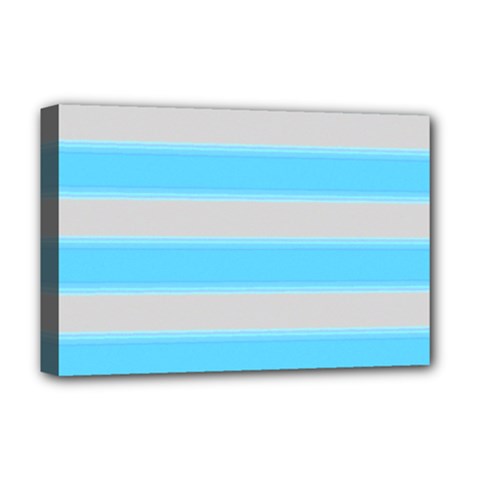 Bold Stripes Turquoise Pattern Deluxe Canvas 18  X 12  (stretched) by BrightVibesDesign