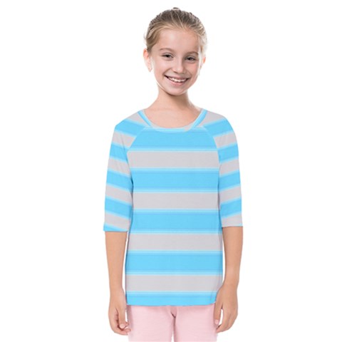 Bold Stripes Turquoise Pattern Kids  Quarter Sleeve Raglan Tee by BrightVibesDesign