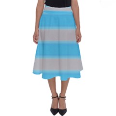 Bold Stripes Turquoise Pattern Perfect Length Midi Skirt by BrightVibesDesign