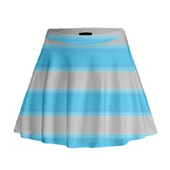 Bold Stripes Turquoise Pattern Mini Flare Skirt by BrightVibesDesign