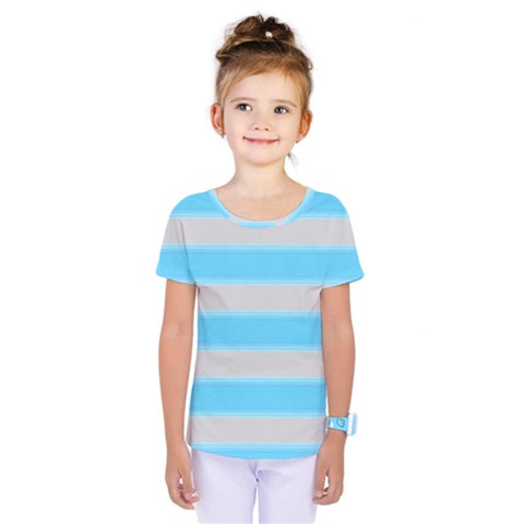 Bold Stripes Turquoise Pattern Kids  One Piece Tee by BrightVibesDesign