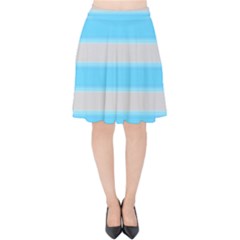 Bold Stripes Turquoise Pattern Velvet High Waist Skirt by BrightVibesDesign