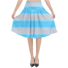 Bold Stripes Turquoise Pattern Flared Midi Skirt by BrightVibesDesign