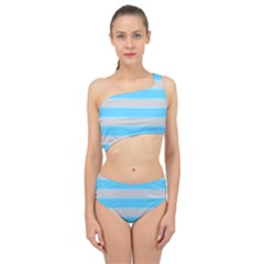 Bold Stripes Turquoise Pattern Spliced Up Two Piece Swimsuit by BrightVibesDesign