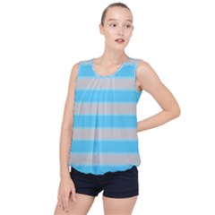 Bold Stripes Turquoise Pattern Bubble Hem Chiffon Tank Top by BrightVibesDesign