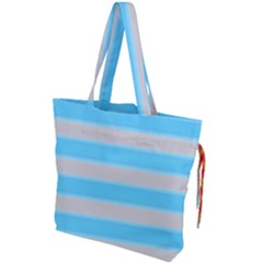 Bold Stripes Turquoise Pattern Drawstring Tote Bag by BrightVibesDesign