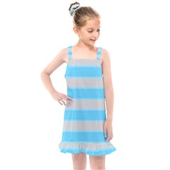 Bold Stripes Turquoise Pattern Kids  Overall Dress