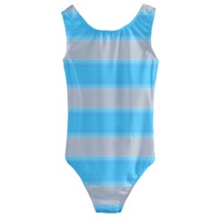 Bold Stripes Turquoise Pattern Kids  Cut-out Back One Piece Swimsuit by BrightVibesDesign