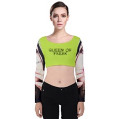 Designed By Revolution Child ,queen Of Freak  Velvet Long Sleeve Crop Top