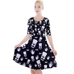 Gentleman Pattern Quarter Sleeve A-line Dress