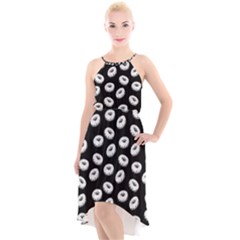 Donuts Pattern High-low Halter Chiffon Dress  by Valentinaart