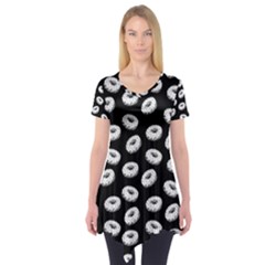 Donuts Pattern Short Sleeve Tunic  by Valentinaart