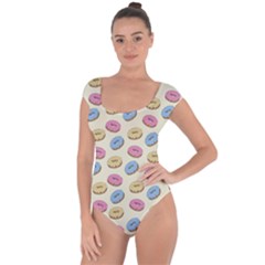 Donuts Pattern Short Sleeve Leotard  by Valentinaart