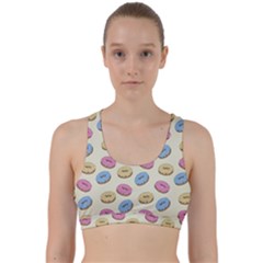 Donuts Pattern Back Weave Sports Bra by Valentinaart