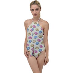 Donuts Pattern Go With The Flow One Piece Swimsuit by Valentinaart