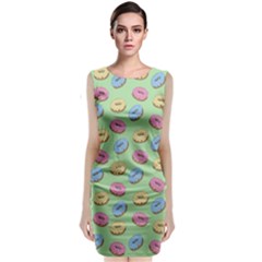 Donuts pattern Sleeveless Velvet Midi Dress