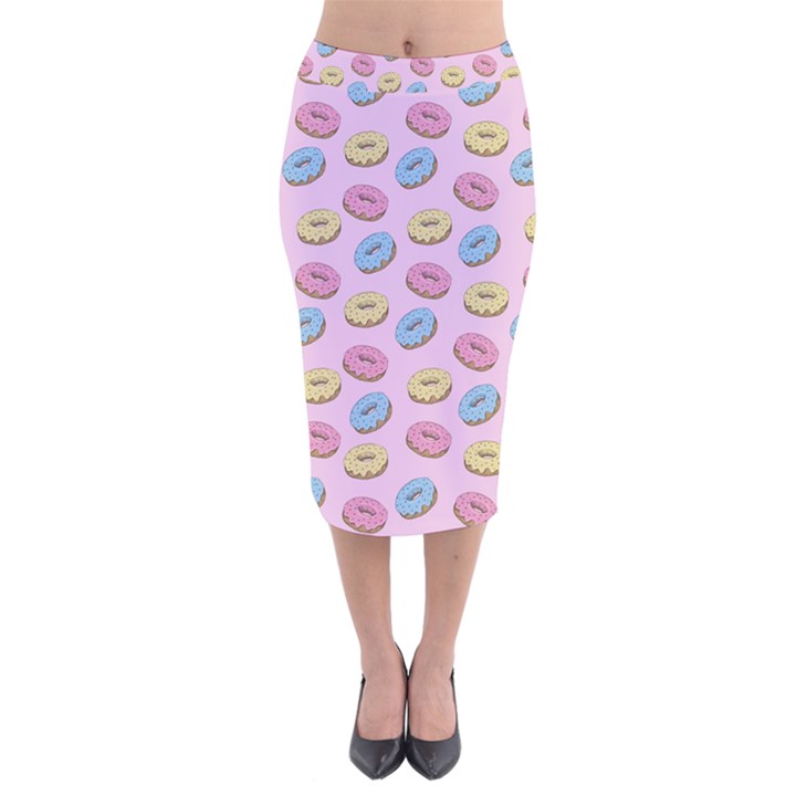 Donuts pattern Velvet Midi Pencil Skirt