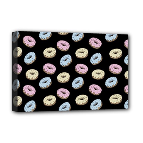 Donuts Pattern Deluxe Canvas 18  X 12  (stretched) by Valentinaart