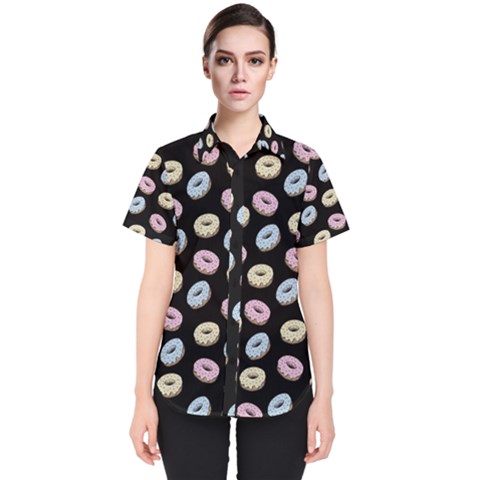 Donuts Pattern Women s Short Sleeve Shirt by Valentinaart