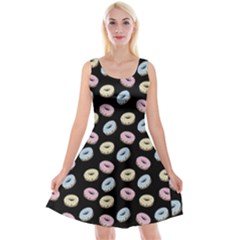 Donuts Pattern Reversible Velvet Sleeveless Dress by Valentinaart