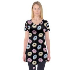 Donuts Pattern Short Sleeve Tunic  by Valentinaart