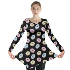 Donuts Pattern Long Sleeve Tunic  by Valentinaart