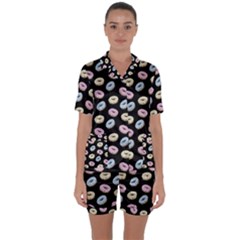 Donuts Pattern Satin Short Sleeve Pyjamas Set by Valentinaart