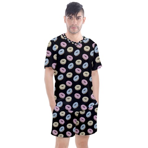 Donuts Pattern Men s Mesh Tee And Shorts Set by Valentinaart