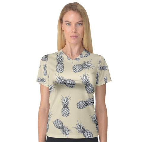 Pineapple Pattern V-neck Sport Mesh Tee by Valentinaart