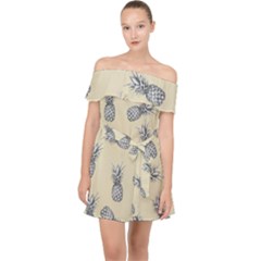 Pineapple Pattern Off Shoulder Chiffon Dress