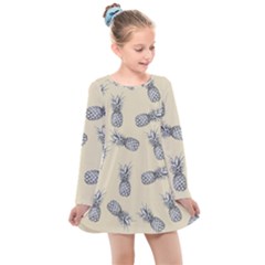 Pineapple Pattern Kids  Long Sleeve Dress by Valentinaart