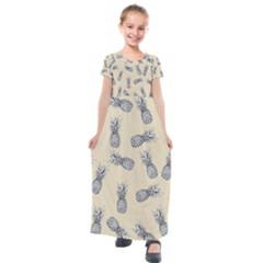 Pineapple Pattern Kids  Short Sleeve Maxi Dress by Valentinaart