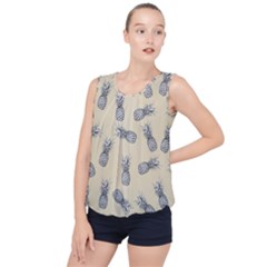 Pineapple Pattern Bubble Hem Chiffon Tank Top