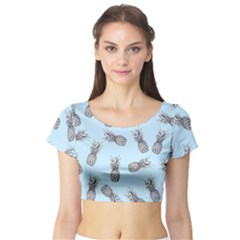 Pineapple Pattern Short Sleeve Crop Top by Valentinaart