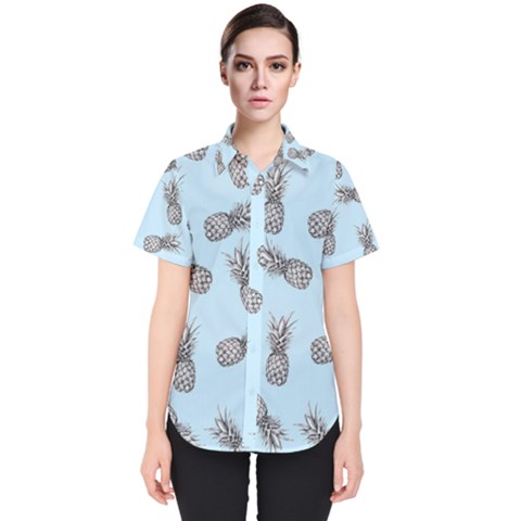 Pineapple Pattern Women s Short Sleeve Shirt by Valentinaart