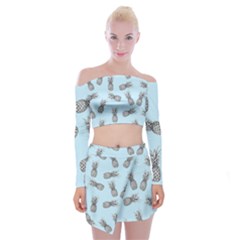 Pineapple Pattern Off Shoulder Top With Mini Skirt Set by Valentinaart