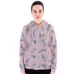 Pineapple Pattern Women s Zipper Hoodie by Valentinaart