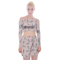 Pineapple Pattern Off Shoulder Top With Mini Skirt Set by Valentinaart