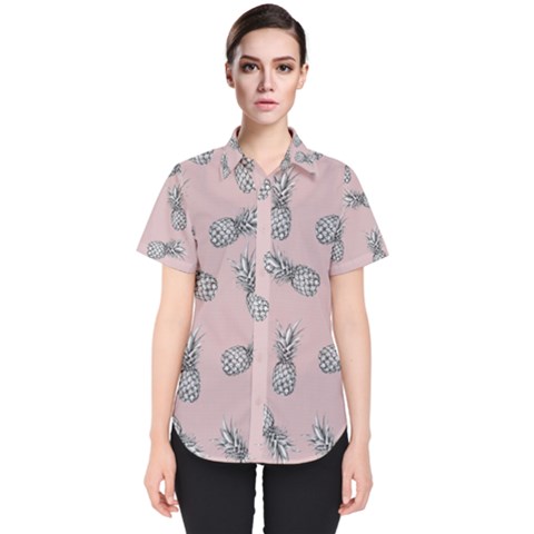 Pineapple Pattern Women s Short Sleeve Shirt by Valentinaart