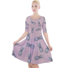 Pineapple Pattern Quarter Sleeve A-line Dress