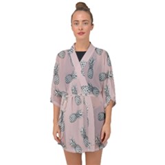 Pineapple Pattern Half Sleeve Chiffon Kimono