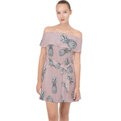 Pineapple Pattern Off Shoulder Chiffon Dress