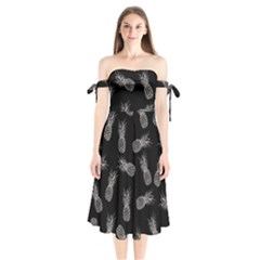 Pineapple Pattern Shoulder Tie Bardot Midi Dress by Valentinaart