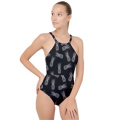 Pineapple Pattern High Neck One Piece Swimsuit by Valentinaart