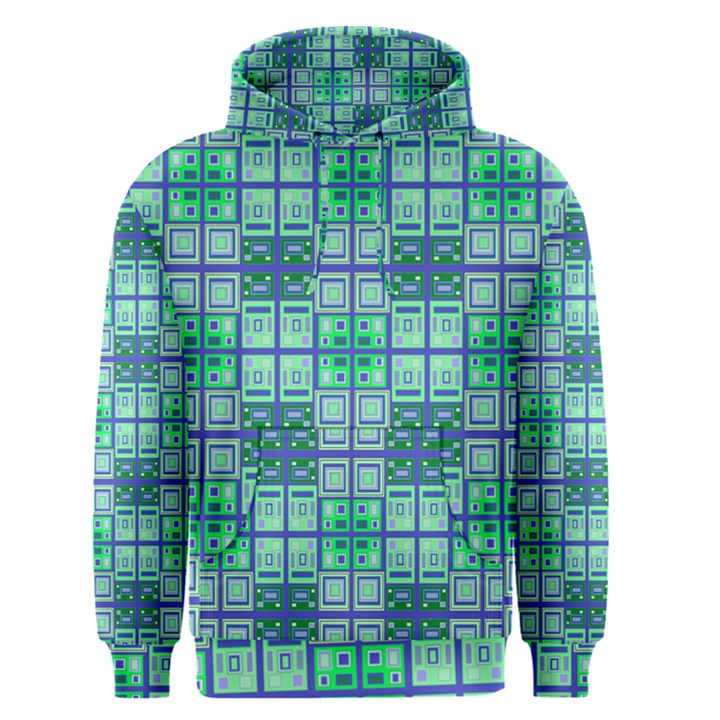 Mod Blue Green Square Pattern Men s Pullover Hoodie