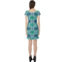 Mod Blue Green Square Pattern Short Sleeve Skater Dress View2