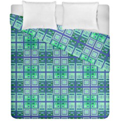 Mod Blue Green Square Pattern Duvet Cover Double Side (california King Size) by BrightVibesDesign