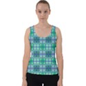 Mod Blue Green Square Pattern Velvet Tank Top View1