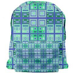 Mod Blue Green Square Pattern Giant Full Print Backpack by BrightVibesDesign