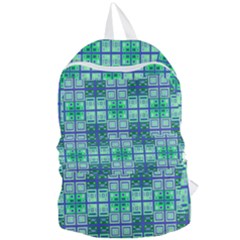 Mod Blue Green Square Pattern Foldable Lightweight Backpack